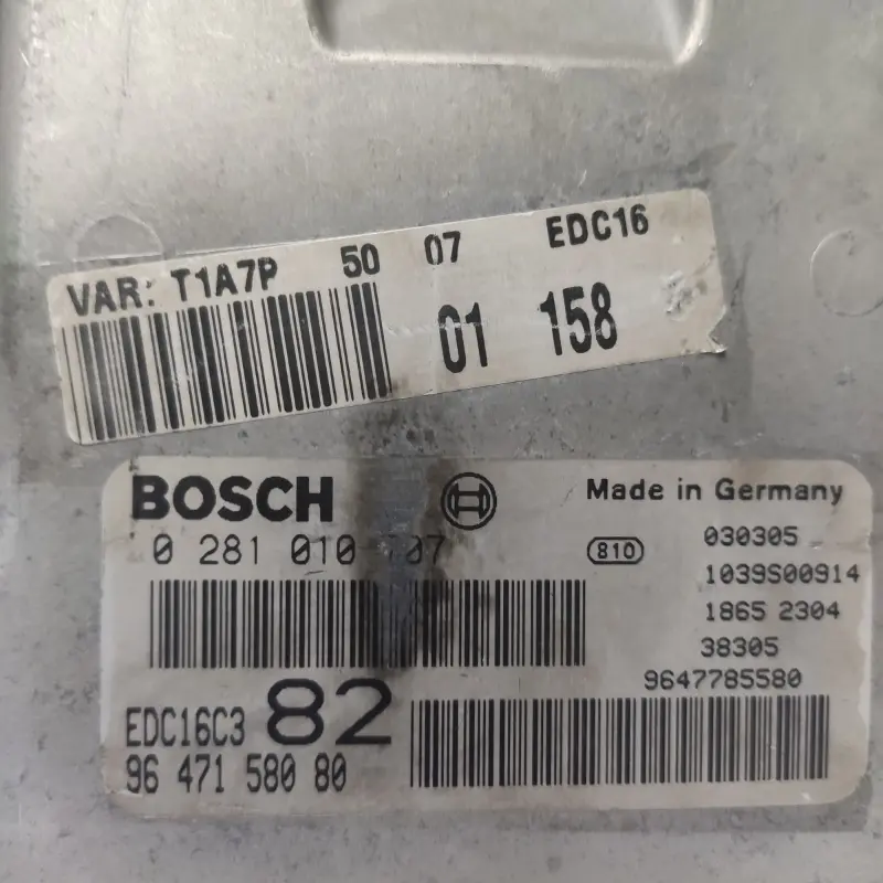 ECU BOSCH Citroen y Peugeot EDC16C3-9.12 / EDC 16C3-9.12 / 0281010707 | 0281 010 707 | 0 281 010 707 / 9647158080 | 96 471 580 80 ECU BOSCH Citroen y Peugeot EDC16C3-9.12 / EDC 16C3-9.12 / 0281010707 | 0281 010 707 | 0 281 010 707 / 9647158080 | 96 471 580 80 - Imagen 2