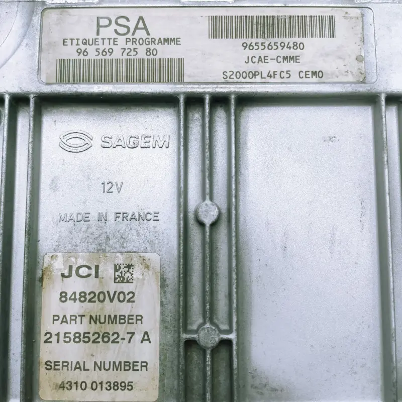 ECU Sagem Citroen y Peugeot S2000 / 21585262-7A | 21585262.7A | 21585262 7A | 215852627A | 84820V02 / 9656972580 | 96 569 725 80 | 9655659480 | 96 556 594 80 ECU Sagem Citroen y Peugeot S2000 / 21585262-7A | 21585262.7A | 21585262 7A | 215852627A | 84820V02 / 9656972580 | 96 569 725 80 | 9655659480 | 96 556 594 80 - Imagen 2