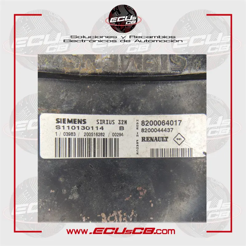 ECU Siemens Renault SIRIUS32N / SIRIUS 32N / S110130114B | S 110130114 B | S110130114 B | S 110130114B | S110130114 | 110130114B | 110130114 / 8200064017 | 8200 064 017 | 8200044437 | 8200 044 437 ECU Siemens Renault SIRIUS32N / SIRIUS 32N / S110130114B | S 110130114 B | S110130114 B | S 110130114B | S110130114 | 110130114B | 110130114 / 8200064017 | 8200 064 017 | 8200044437 | 8200 044 437 - Imagen 2