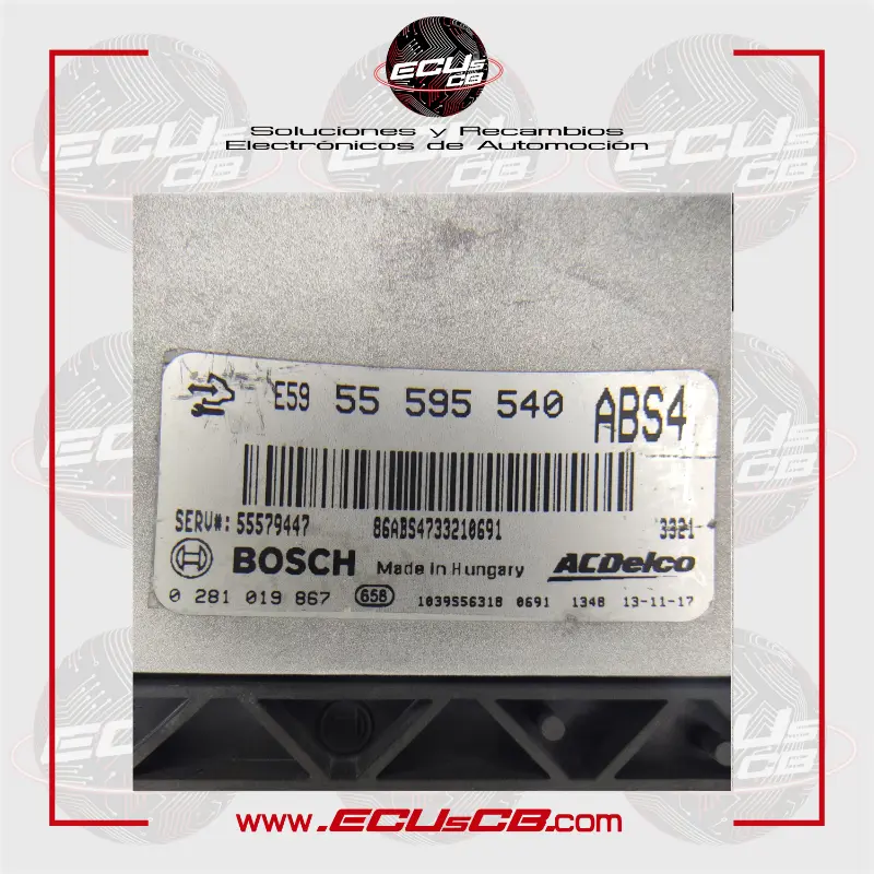 ECU BOSCH Opel EDC17C59-1.15 / EDC 17C59-1.15 / 0281019867 | 0281 019 867 | 0 281 019 867 / E5955595540ABS4 | E59 55 595 540 | 55595540 | 55 595 540 ECU BOSCH Opel EDC17C59-1.15 / EDC 17C59-1.15 / 0281019867 | 0281 019 867 | 0 281 019 867 / E5955595540ABS4 | E59 55 595 540 | 55595540 | 55 595 540 - Imagen 2