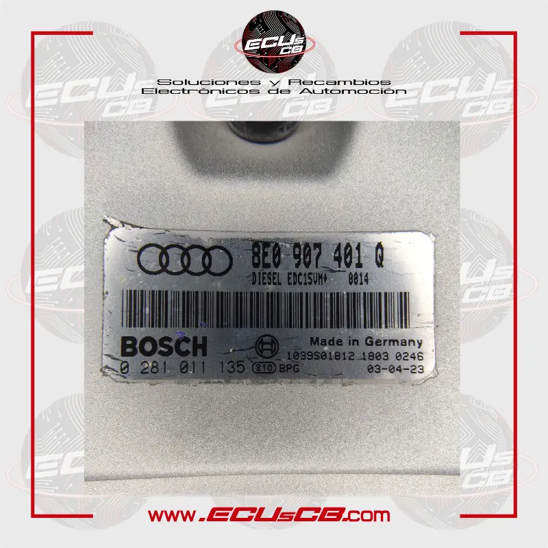 ECU BOSCH Audi EDC15VM+2.M5 / EDC 15VM+2.M5 / 0281011135 | 0281 011 135 | 0 281 011 135 / 8E0907401Q | 8E0 907 401 Q ECU BOSCH Audi EDC15VM+2.M5 / EDC 15VM+2.M5 / 0281011135 | 0281 011 135 | 0 281 011 135 / 8E0907401Q | 8E0 907 401 Q - Imagen 2