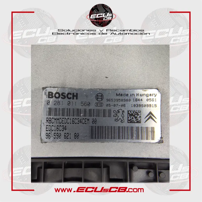 ECU BOSCH Citroen y Peugeot EDC16C34-4.11 / EDC 16C34-4.11 / 0281011560 | 0281 011 560 | 0 281 011 560 / 9659062180 | 96 590 621 80 ECU BOSCH Citroen y Peugeot EDC16C34-4.11 / EDC 16C34-4.11 / 0281011560 | 0281 011 560 | 0 281 011 560 / 9659062180 | 96 590 621 80 - Imagen 2