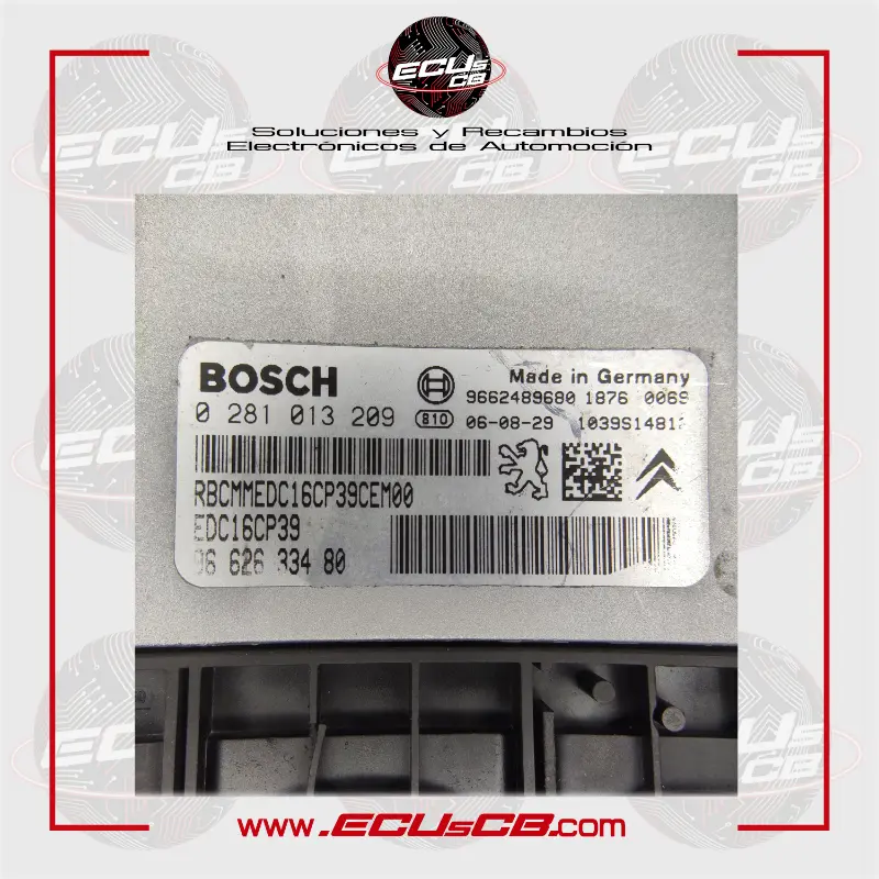 ECU BOSCH Citroen y Peugeot EDC16CP39-4.10 / EDC 16CP39-4.10 / 0281013209 | 0281 013 209 | 0 281 013 209 / 9662633480 ECU BOSCH Citroen y Peugeot EDC16CP39-4.10 / EDC 16CP39-4.10 / 0281013209 | 0281 013 209 | 0 281 013 209 / 9662633480 - Imagen 2