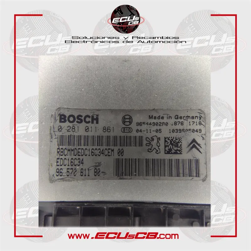 ECU BOSCH Citroen y Peugeot EDC16C34-2.50 / EDC 16C34-2.50 / 0281011861 | 0281 011 861 | 0 281 011 861 / 9657061180 | 96 570 611 80 ECU BOSCH Citroen y Peugeot EDC16C34-2.50 / EDC 16C34-2.50 / 0281011861 | 0281 011 861 | 0 281 011 861 / 9657061180 | 96 570 611 80 - Imagen 2