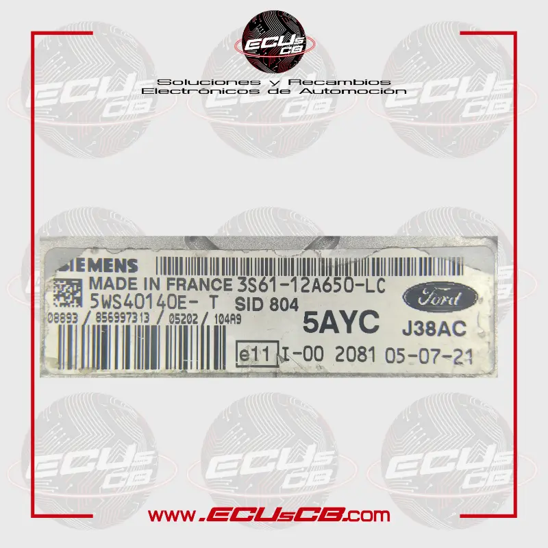 ECU Siemens Ford SID804 / SID 804 / 5WS40140E-T | 5WS40140E.T | 5WS40140E T | 5WS40140ET | 5WS40140 / 3S61-12A650-LC | 3S61.12A650.LC | 3S61 12A650 LC | 3S6112A650LC ECU Siemens Ford SID804 / SID 804 / 5WS40140E-T | 5WS40140E.T | 5WS40140E T | 5WS40140ET | 5WS40140 / 3S61-12A650-LC | 3S61.12A650.LC | 3S61 12A650 LC | 3S6112A650LC - Imagen 2