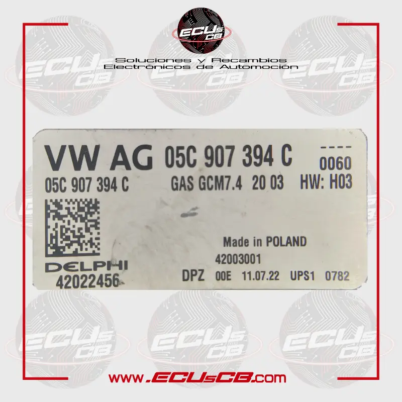 ECU Delphi GCM7.4 / 42022456 / 05C907394C VAG - / 05C 907 394 C | 05C907394 C | 05C 907 394C ECU Delphi GCM7.4 / 42022456 / 05C907394C VAG - / 05C 907 394 C | 05C907394 C | 05C 907 394C - Imagen 2