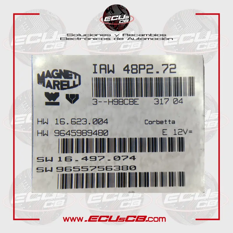 ECU Magneti Marelli Citroen y Peugeot IAW48P2.72 / IAW 48P2.72 / HW16.623.004 | HW 16 623 004 | HW 16623004 | 16623004 | HW9645989480 | HW 96 459 894 80 | 9645989480 | 96 459 894 80 / SW16.497.074 | SW16 497 074 | SW16497074 | 16497074 | 16 497 074 | SW9655756380 | SW96 557 563 80 | 9655756380 | 96 557 563 80 ECU Magneti Marelli Citroen y Peugeot IAW48P2.72 / IAW 48P2.72 / HW16.623.004 | HW 16 623 004 | HW 16623004 | 16623004 | HW9645989480 | HW 96 459 894 80 | 9645989480 | 96 459 894 80 / SW16.497.074 | SW16 497 074 | SW16497074 | 16497074 | 16 497 074 | SW9655756380 | SW96 557 563 80 | 9655756380 | 96 557 563 80 - Imagen 2