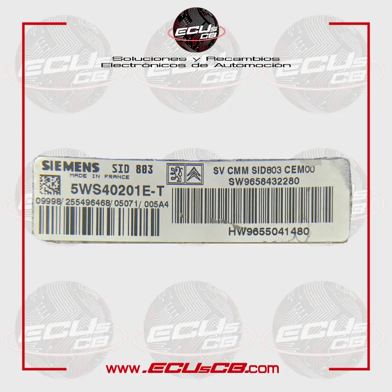 ECU Siemens SID803 / 5WS40201E-T / HW9655041480 Citroen y Peugeot - SID 803 / 5WS40201E.T | 5WS40201E T | 5WS40201ET / HW 9655041480 | HW96 550 414 80 | HW 96 550 414 80 | 9655041480 | 96 550 414 80 ECU Siemens SID803 / 5WS40201E-T / HW9655041480 Citroen y Peugeot - SID 803 / 5WS40201E.T | 5WS40201E T | 5WS40201ET / HW 9655041480 | HW96 550 414 80 | HW 96 550 414 80 | 9655041480 | 96 550 414 80 - Imagen 2