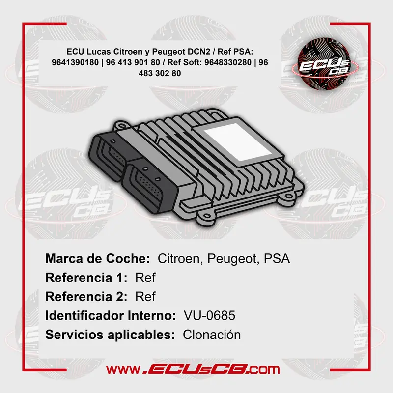 ECU Lucas Citroen y Peugeot DCN2 / Ref PSA: 9641390180 | 96 413 901 80 / Ref Soft: 9648330280 | 96 483 302 80 ECU Lucas Citroen y Peugeot DCN2 / Ref PSA: 9641390180 | 96 413 901 80 / Ref Soft: 9648330280 | 96 483 302 80_5B