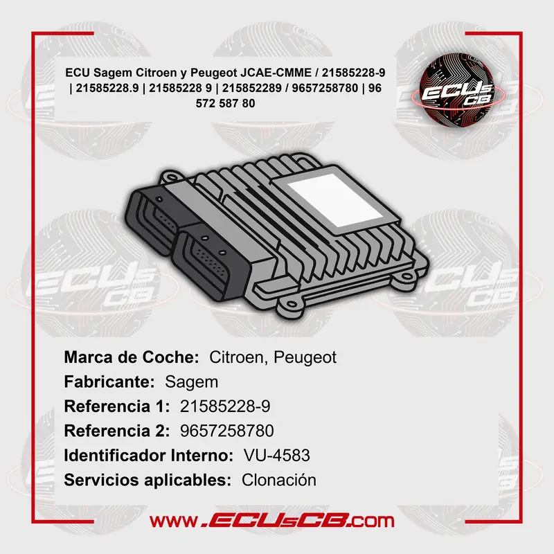 ECU Sagem Citroen y Peugeot JCAE-CMME / 21585228-9 | 21585228.9 | 21585228 9 | 215852289 / 9657258780 | 96 572 587 80 ECU Sagem Citroen y Peugeot JCAE-CMME / 21585228-9 | 21585228.9 | 21585228 9 | 215852289 / 9657258780 | 96 572 587 80_5B