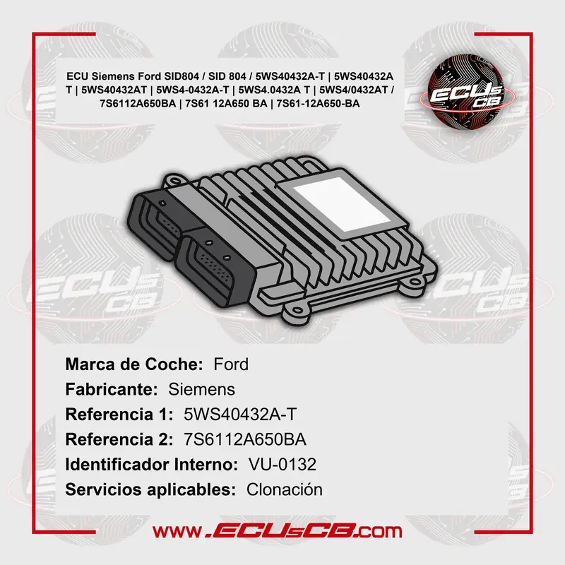 ECU Siemens Ford SID804 / SID 804 / 5WS40432A-T | 5WS40432A T | 5WS40432AT | 5WS4-0432A-T | 5WS4.0432A T | 5WS4/0432AT / 7S6112A650BA | 7S61 12A650 BA | 7S61-12A650-BA ECU Siemens Ford SID804 / SID 804 / 5WS40432A-T | 5WS40432A T | 5WS40432AT | 5WS4-0432A-T | 5WS4.0432A T | 5WS4/0432AT / 7S6112A650BA | 7S61 12A650 BA | 7S61-12A650-BA_5B