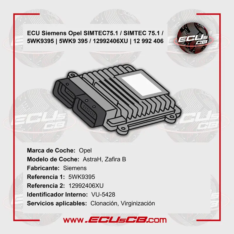 ECU Siemens Opel SIMTEC75.1 / SIMTEC 75.1 / 5WK9395 | 5WK9 395 / 12992406XU | 12 992 406 ECU Siemens Opel SIMTEC75.1 / SIMTEC 75.1 / 5WK9395 | 5WK9 395 / 12992406XU | 12 992 406_1B