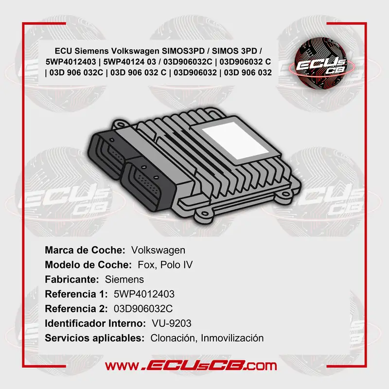ECU Siemens Volkswagen SIMOS3PD / SIMOS 3PD / 5WP4012403 | 5WP40124 03 / 03D906032C | 03D906032 C | 03D 906 032C | 03D 906 032 C | 03D906032 | 03D 906 032 ECU Siemens Volkswagen SIMOS3PD / SIMOS 3PD / 5WP4012403 | 5WP40124 03 / 03D906032C | 03D906032 C | 03D 906 032C | 03D 906 032 C | 03D906032 | 03D 906 032_5B